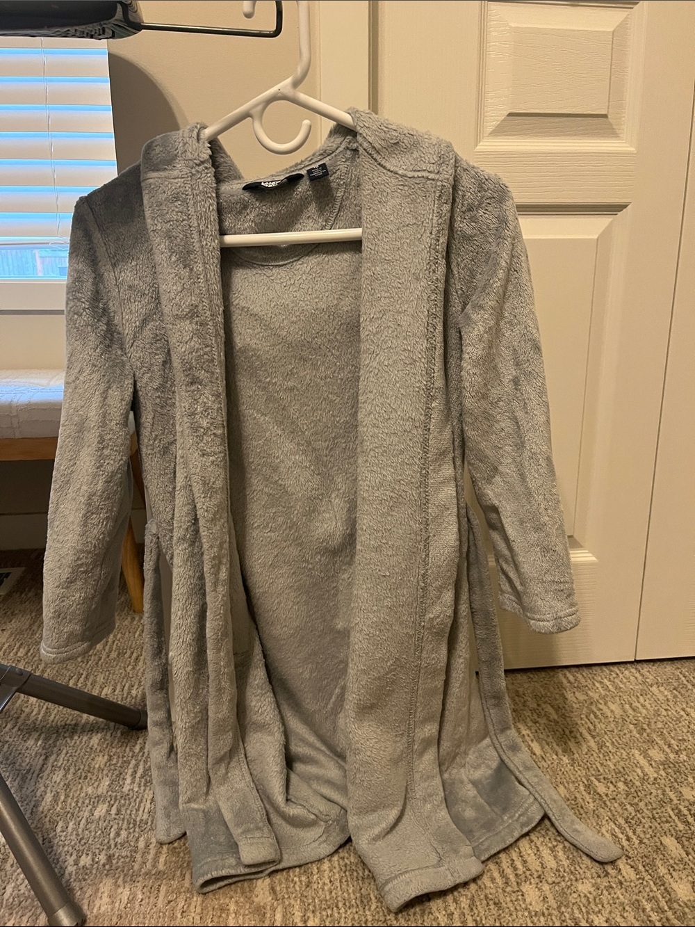 Lands' End Light Gray Hooded Teddy Jacket